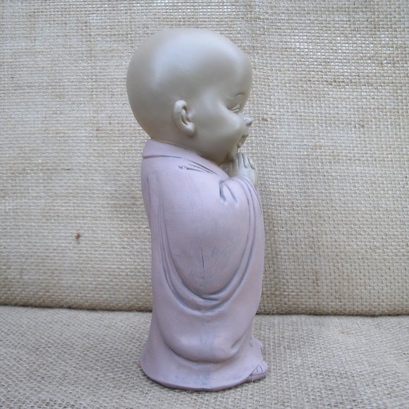 Laughing Buddhist Monk Resin Figurine Namaste - Picture 7 of 16